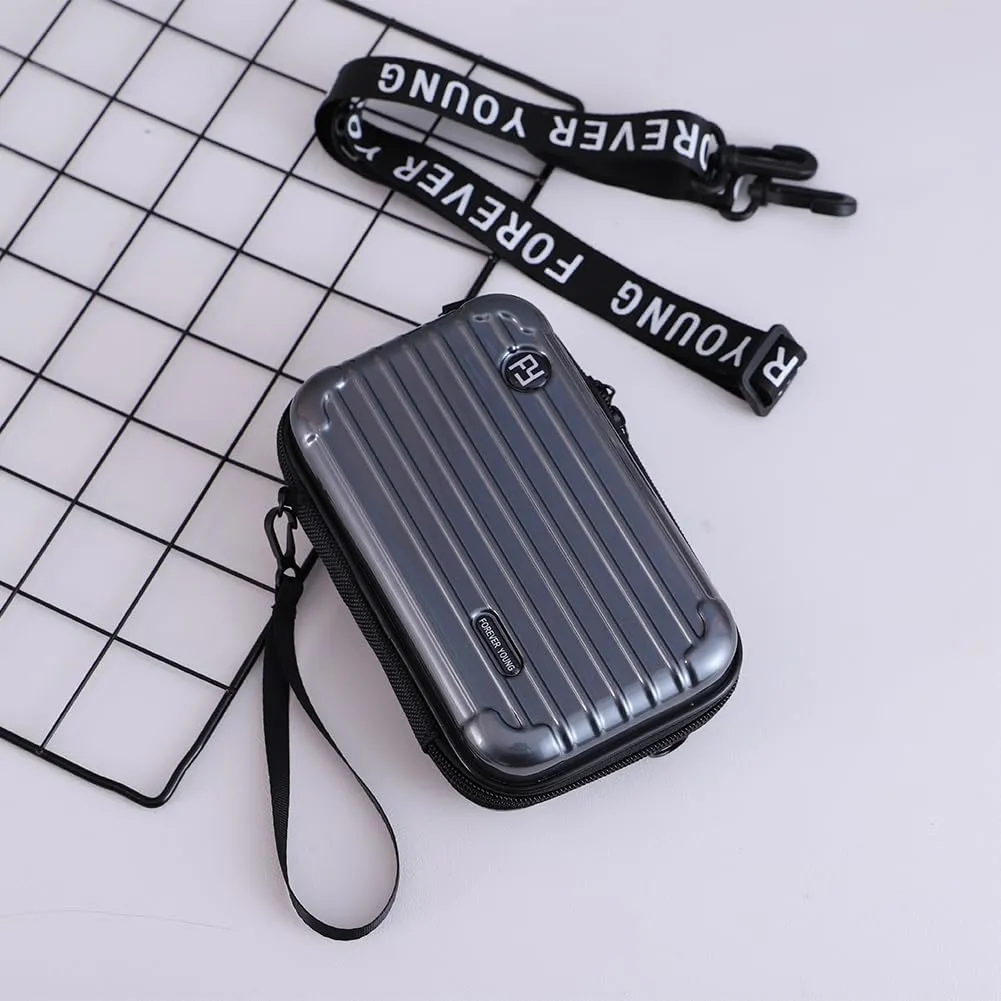 Travel Multi-Function Luggage,Women's PVC Hard Shell Portable Toiletry And Makeup Bag, Alphabet Strap Storage Crossbody Bag