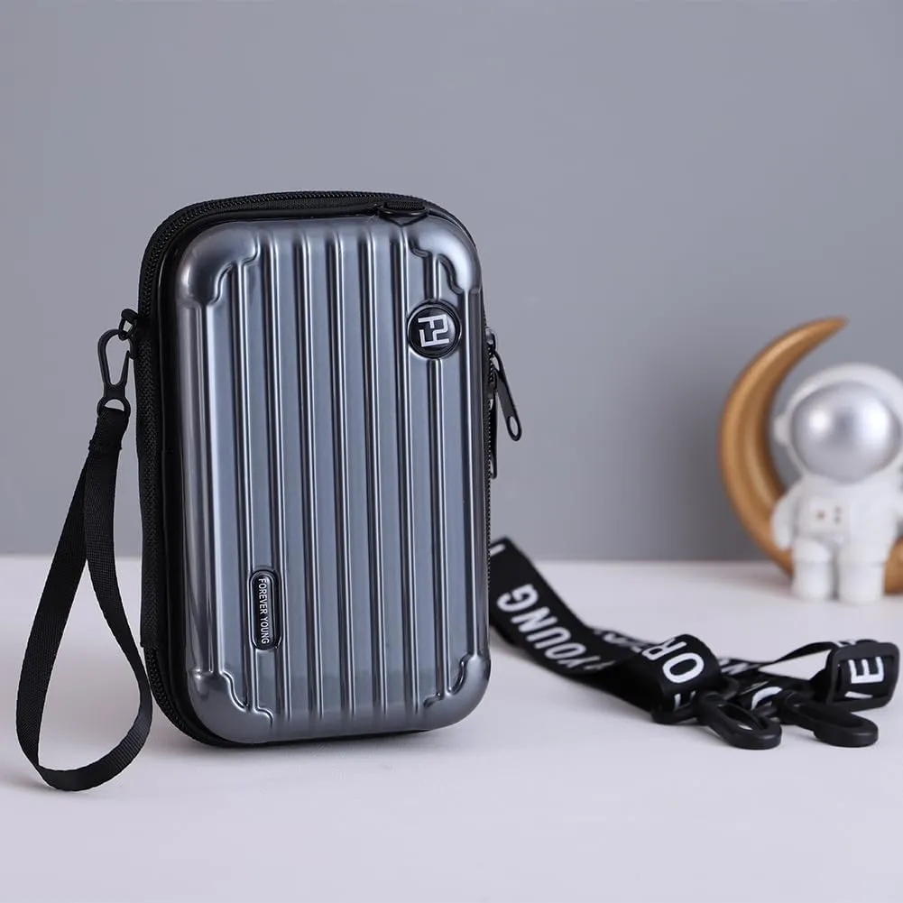 Travel Multi-Function Luggage,Women's PVC Hard Shell Portable Toiletry And Makeup Bag, Alphabet Strap Storage Crossbody Bag