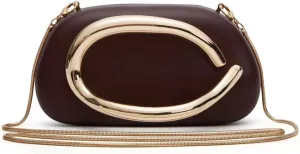 Trendy Vegan Leather Clutch Bag Evening Handbag Y2K Crossbody Bag For Women Womens Casual Summer Beach Purse Metal Handle