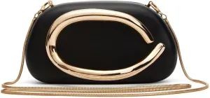 Trendy Vegan Leather Clutch Bag Evening Handbag Y2K Crossbody Bag For Women Womens Casual Summer Beach Purse Metal Handle