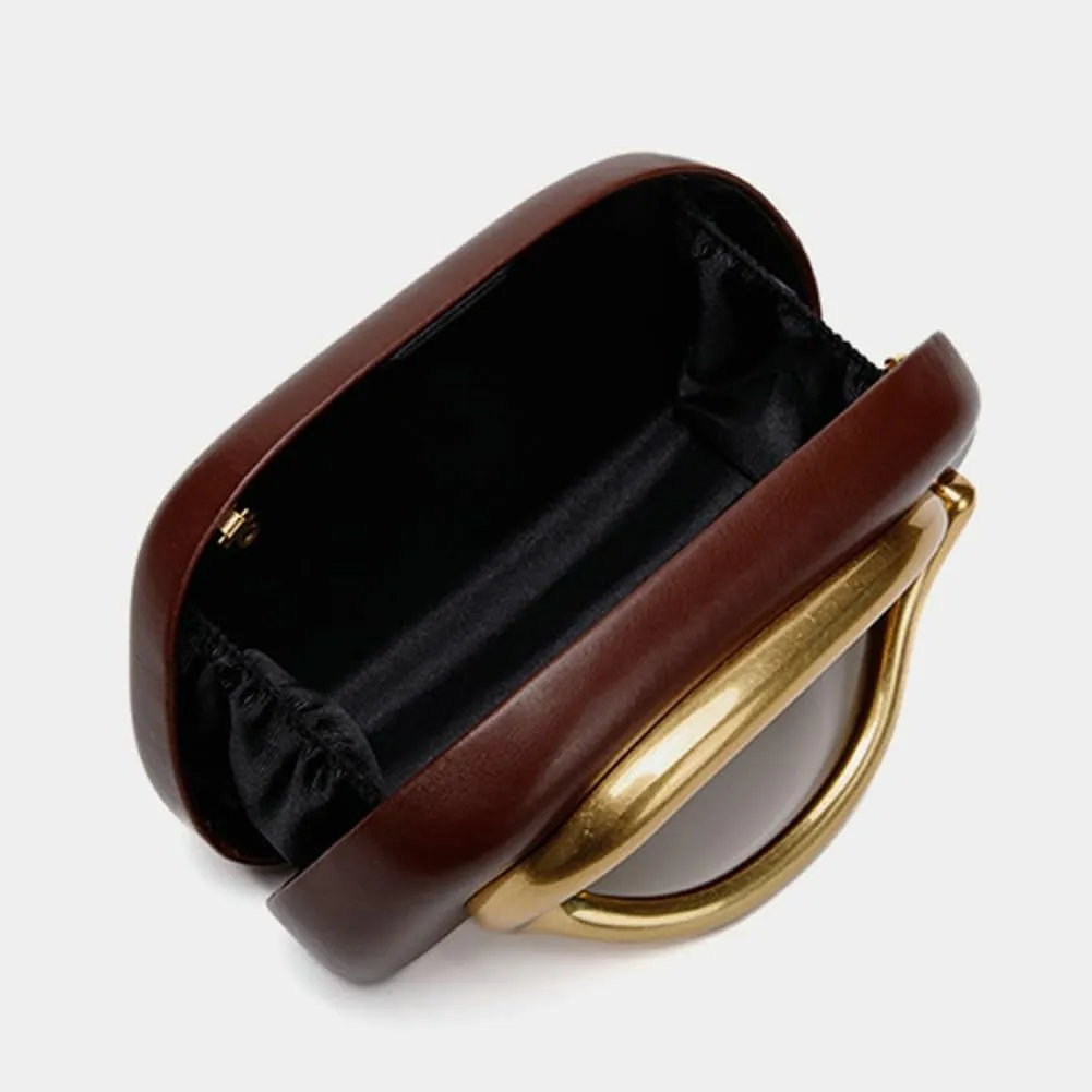Trendy Vegan Leather Clutch Bag Evening Handbag Y2K Crossbody Bag For Women Womens Casual Summer Beach Purse Metal Handle
