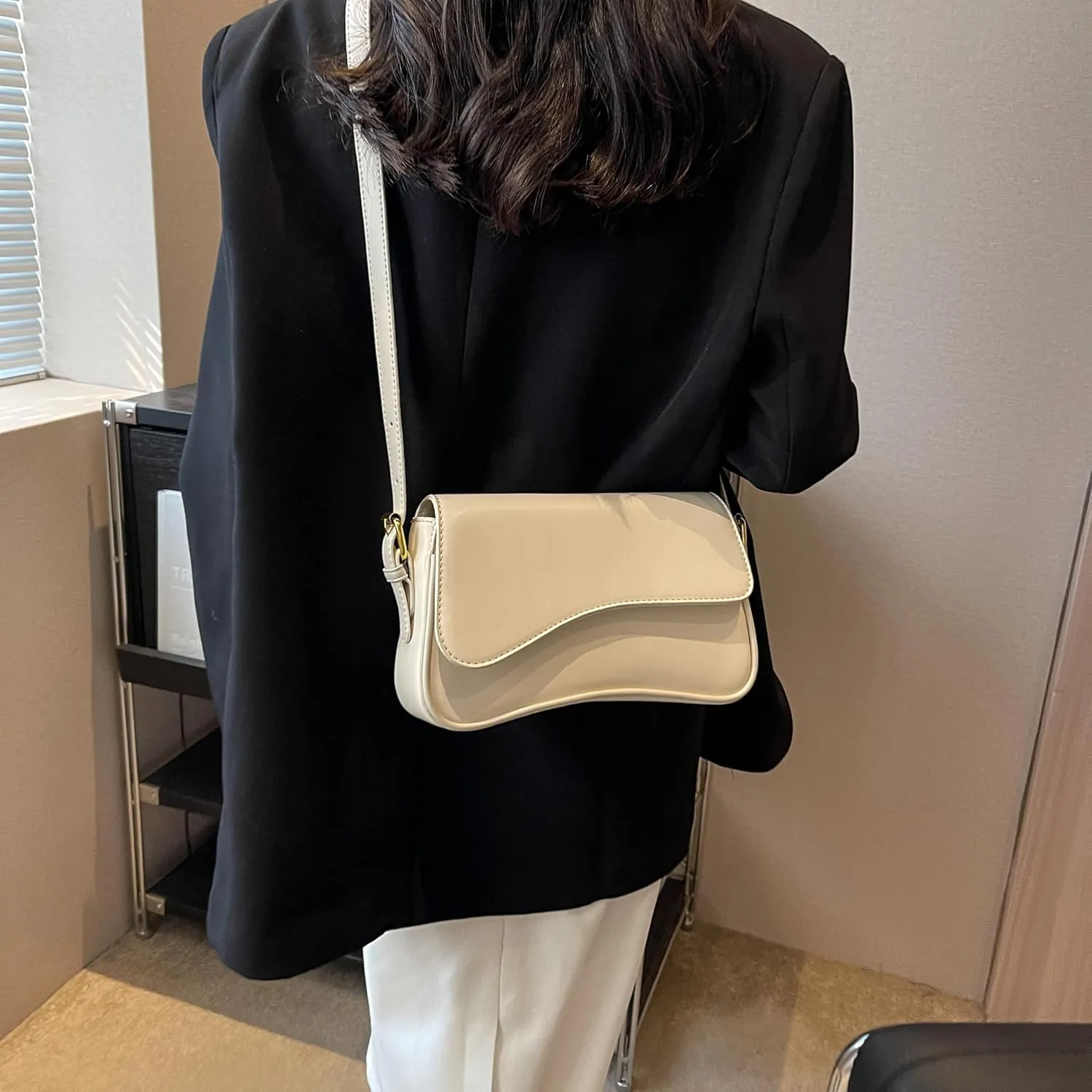 Trendy Y2K Vegan Leather Shoulder Bag for Women - Hobo Handbag, Clutch & Saddle Bag with Removable Strap