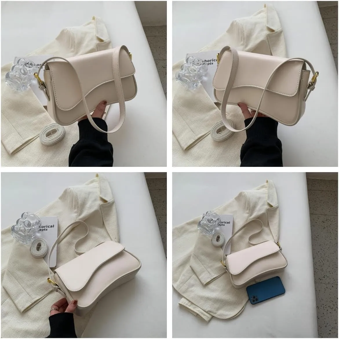 Trendy Y2K Vegan Leather Shoulder Bag for Women - Hobo Handbag, Clutch & Saddle Bag with Removable Strap
