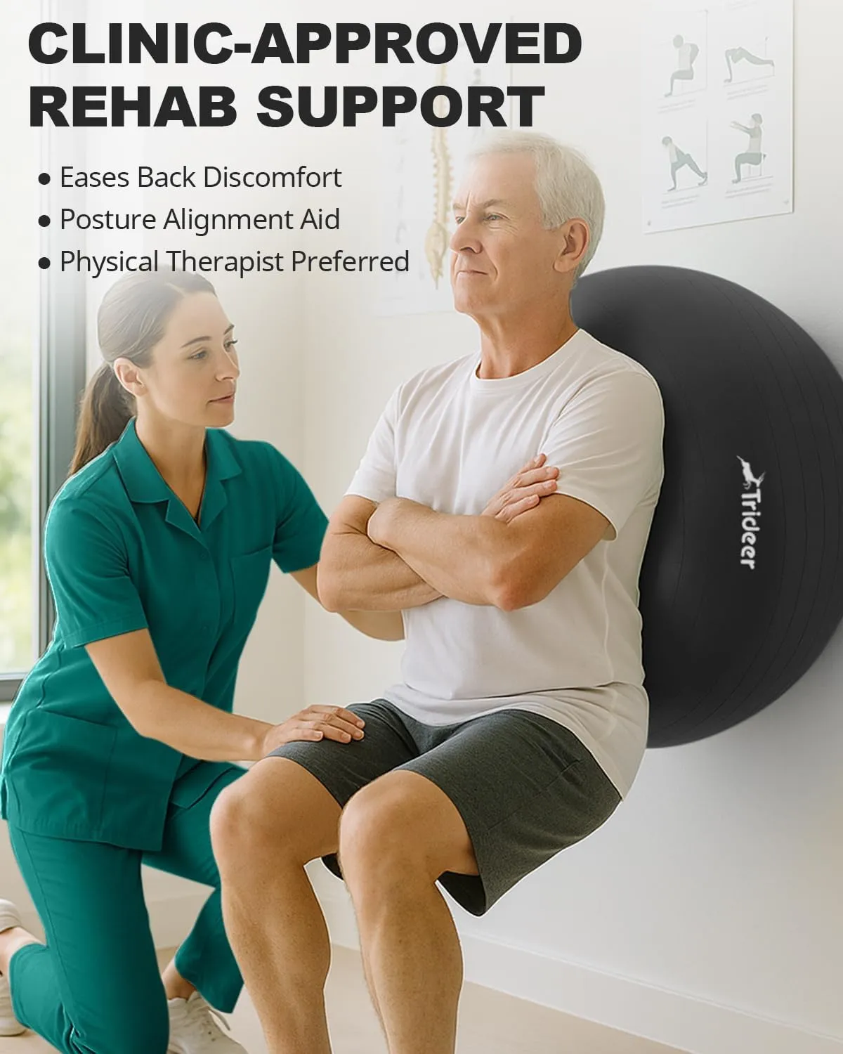 Trideer Yoga Ball Exercise Ball for Working Out, 5 Sizes Gym Ball, Birthing Ball for Pregnancy, Swiss Ball for Physical Therapy, Balance, Stability, Fitness, Office Ball Chair, Quick Pump Included