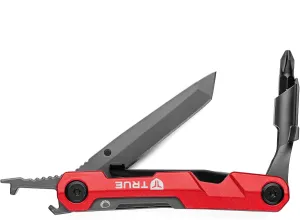 TRUE TITANIUM Block Multitool, 2.75" Tanto Blade, Scraper, Bottle Opener, Pocket Clip, Magnetic Bit Driver