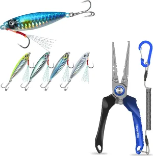 TRUSCEND Valuable Fishing Spoons of Captain's Favorite, Durable and Well-Made Freshwater Bass Fishing Lures, Lockable Handy Fishing Pliers with Innovative Ergonomic Handle, Amazing Fishing Gear Gifts