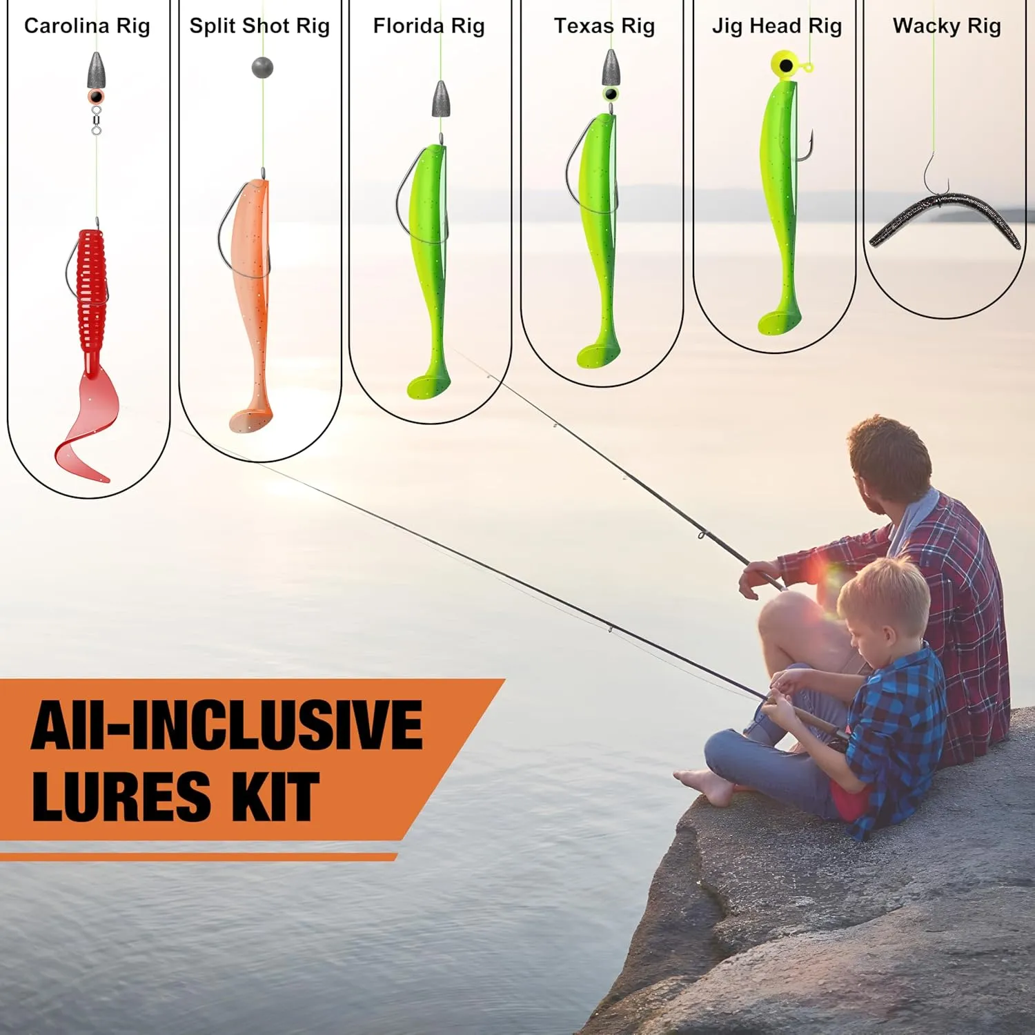 TRUSCEND Widely Used Fishing Lures & Tackle Kit Worth Ever Penny, Selected Fishing Kit for Starter Freshwater Saltwater, Economic/Giftable/Premium Fishing Gear Set Available, for Family