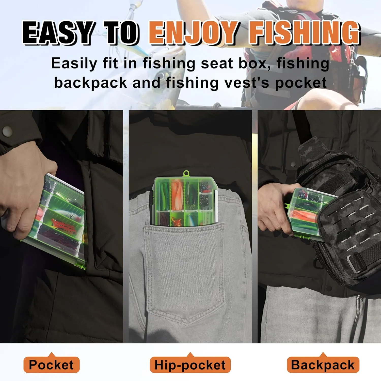 TRUSCEND Widely Used Fishing Tackle & Accessories Kit, Fishing Tackle Box with Tackle Included, Fishing Sinker Weight Hook Swivels Snap Leader Lures, Giftable Beginner Fishing Lures/Gear Set