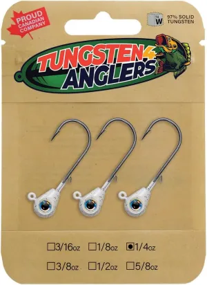 Tungsten 4 Anglers – 97% Pure Tungsten Forward Facing Live Sonar Sleek Bomb Jig Heads | 1/4 3/8 1/2oz. Damiki Rig with Bkk Hooks, 3pcs/Bag for Bass, Walleye, Pike Fishing