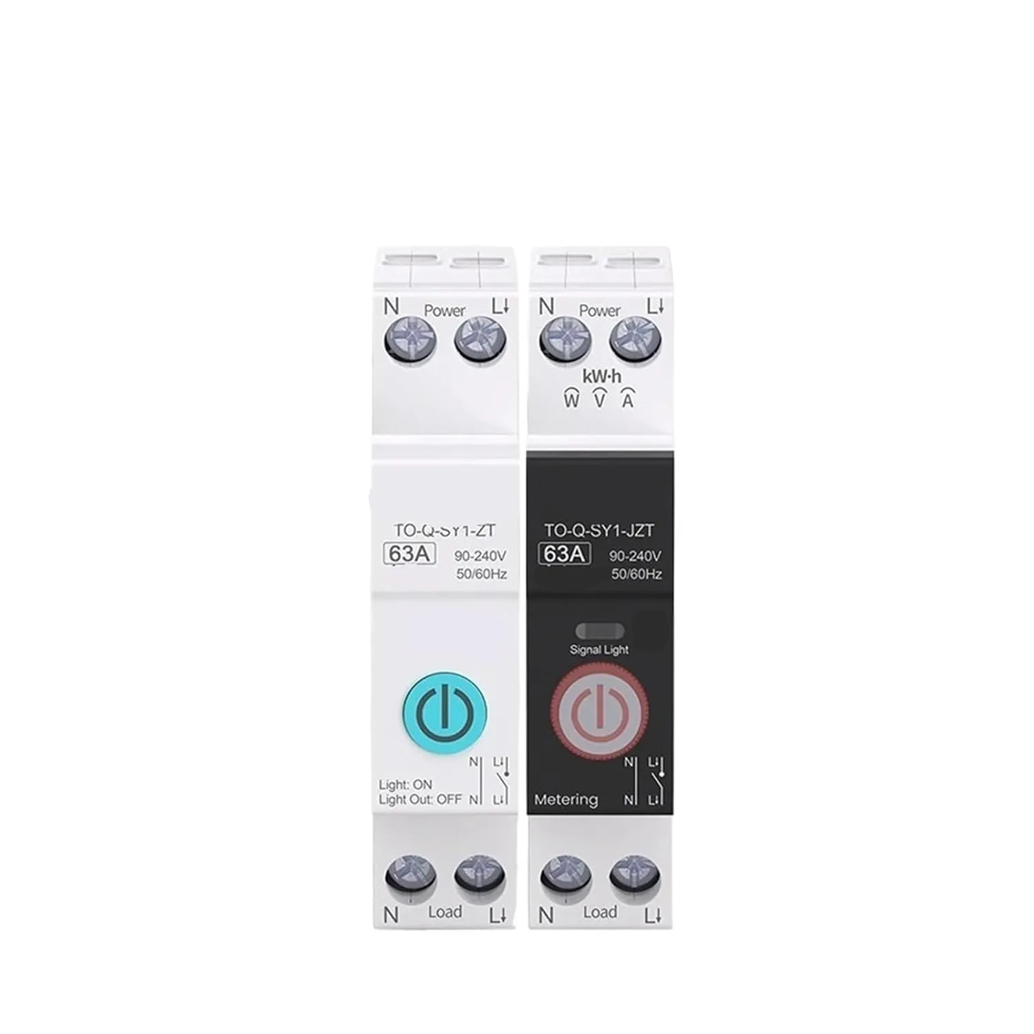 TUYASmart Circuit Breaker Power Metering 1P 63A DIN Rail for Wireless Remote Control by APP Tong(White No metering,ZigBee 63A)