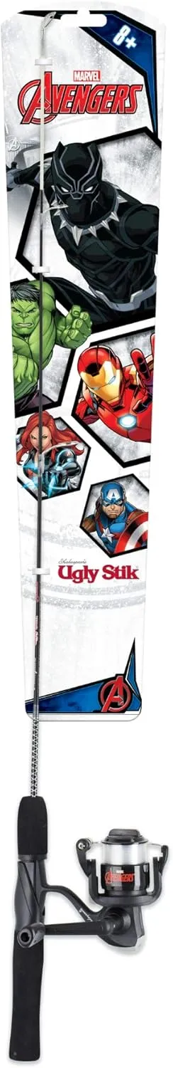 Ugly Stik 3’ Marvel Black Panther Fishing Rod and Reel Spinning Combo, Ugly Tech Construction with Clear Tip Design, 3’ 1-Piece Rod, Strong and Sensitive
