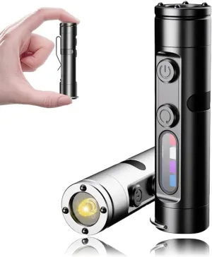 Ultimate Everyday Micro Tool, 500 Lumens Rechargeable Keychain Light with COB LED, Small EDC Pocket Flashlight with Clip, Magnetic Base, Waterproof Tactical Light for Camping(Black Without Ignition)