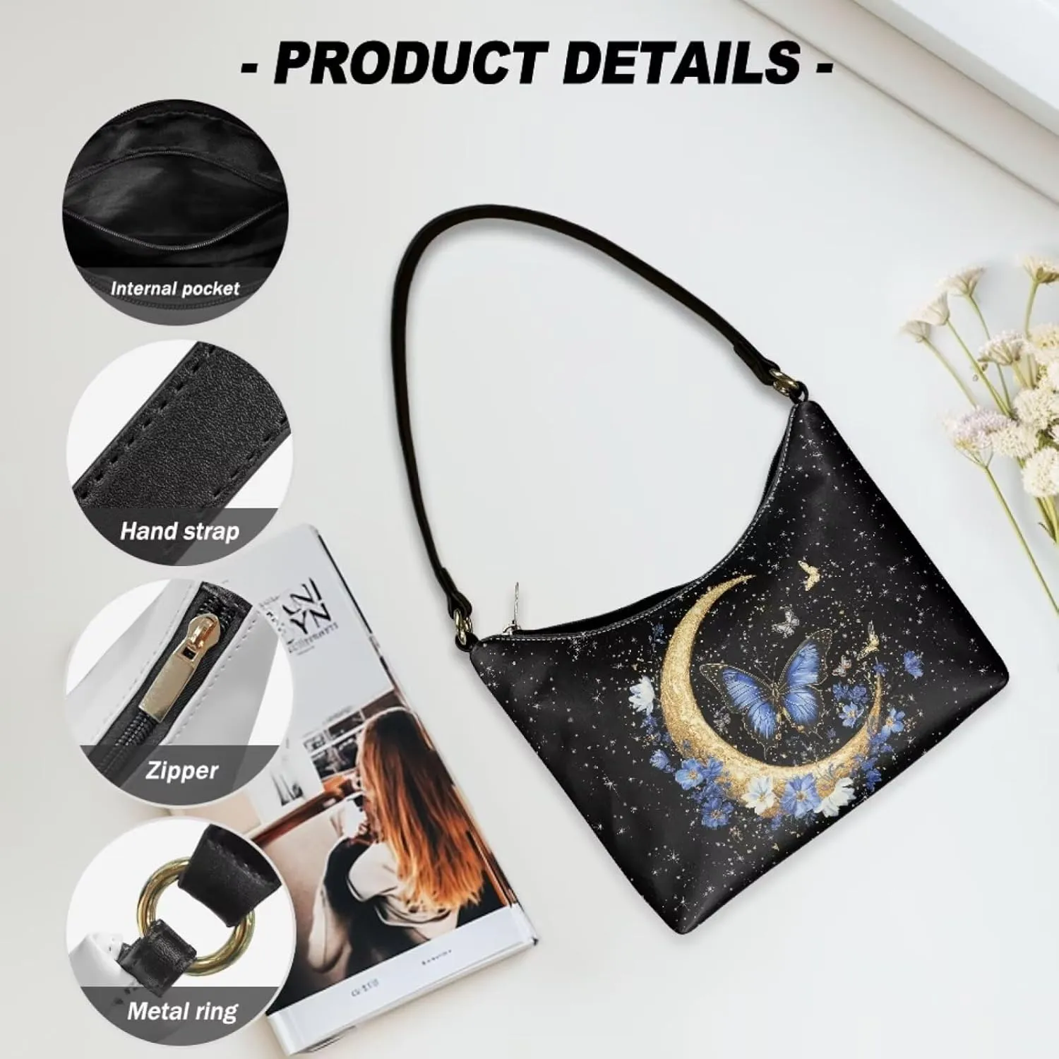 Underarm Shoulder Bag for Women Clutch Purse Handbag Pu Leather Tote Hobo Bag with Zipper Closure