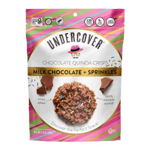 Undercover Chocolate Quinoa Crisps- Milk Chocolate   Sprinkles | 12-Pack, 2oz Bags | Gluten Free, Nut-Free, Allergen Friendly, Kosher
