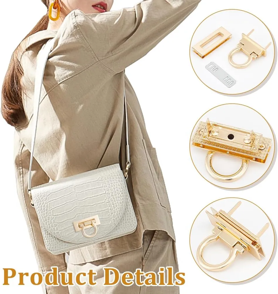 UNICRAFTALE About 6Pcs Purse Twist Turn Locks 3 Colors Alloy Bag Twist Lock Accessories Handbags Lock Rectangle Turn Lock Clip Clasp Hardware Purse Bag Closure Clasp for DIY Purse Handbag Making