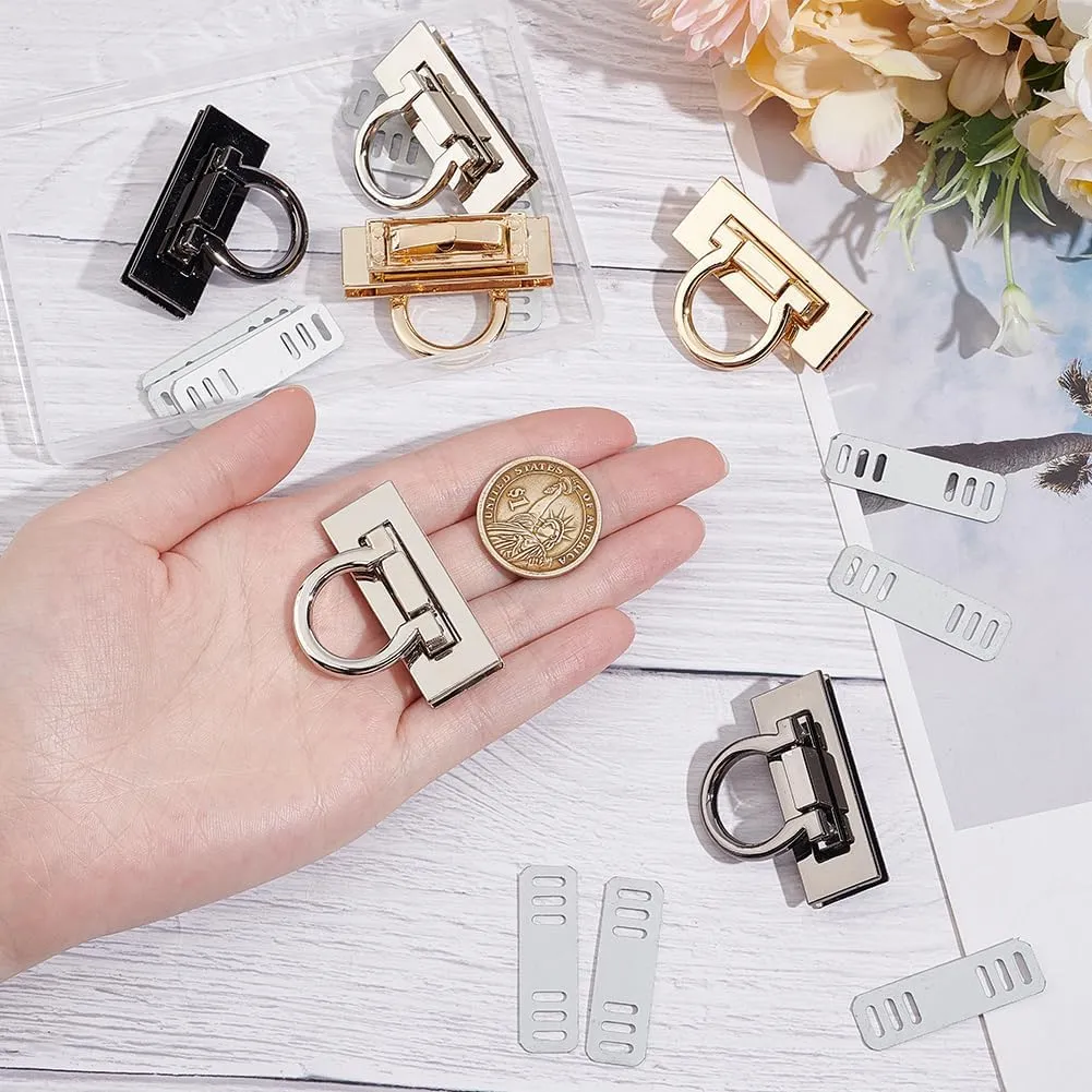 UNICRAFTALE About 6Pcs Purse Twist Turn Locks 3 Colors Alloy Bag Twist Lock Accessories Handbags Lock Rectangle Turn Lock Clip Clasp Hardware Purse Bag Closure Clasp for DIY Purse Handbag Making