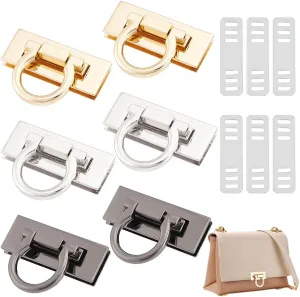 UNICRAFTALE About 6Pcs Purse Twist Turn Locks 3 Colors Alloy Bag Twist Lock Accessories Handbags Lock Rectangle Turn Lock Clip Clasp Hardware Purse Bag Closure Clasp for DIY Purse Handbag Making