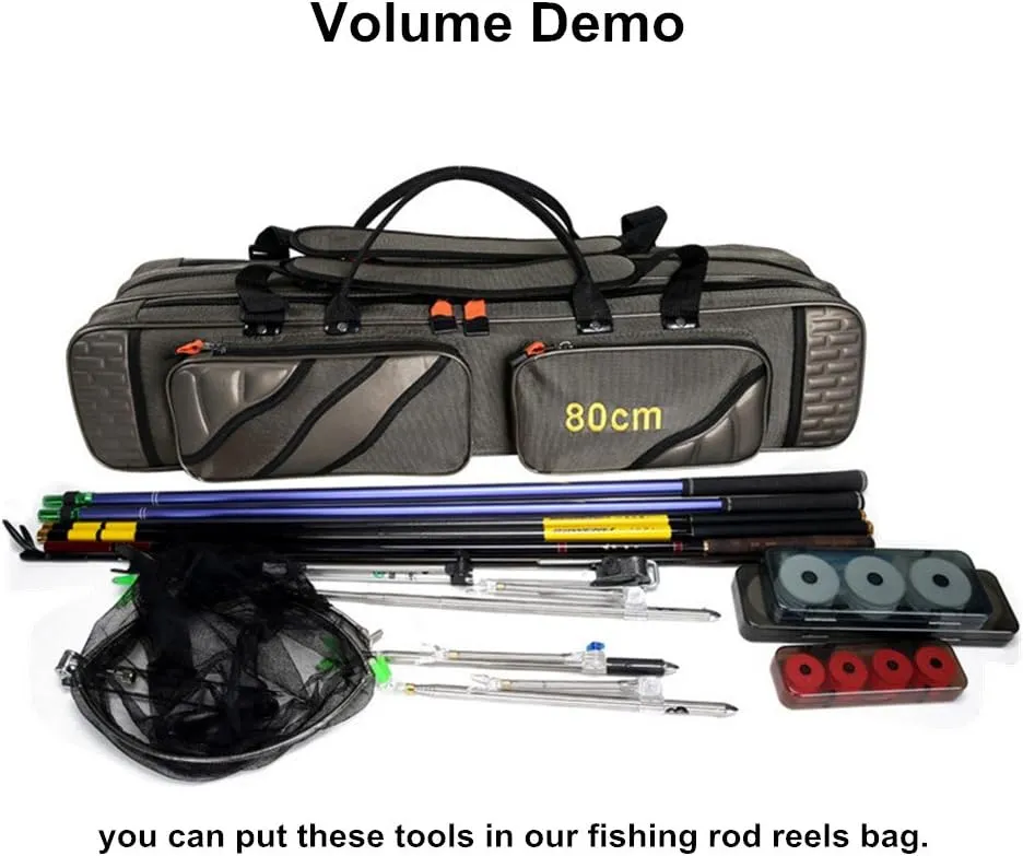 UNISTRENGH 3 Layers Portable Folding Fishing Rod Carrier Reel Case Bags Fish Pole Tools Storage Bag Case Pro Gear Tackle (3 layers/90cm(35.4inch))