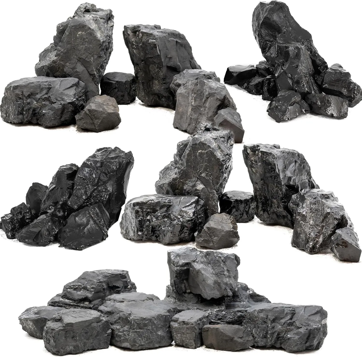 Unocho Aquarium Rock Stone Natural Slate Stone Rocks 40LB Black Gold Stone 3-10inches for Aquariums Landscaping Model Tank Decoration Aquarium Miniature and Fairy Garden Fish Tanks-12PCS
