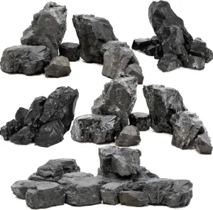 Unocho Aquarium Rock Stone Natural Slate Stone Rocks 40LB Black Gold Stone 3-10inches for Aquariums Landscaping Model Tank Decoration Aquarium Miniature and Fairy Garden Fish Tanks-12PCS