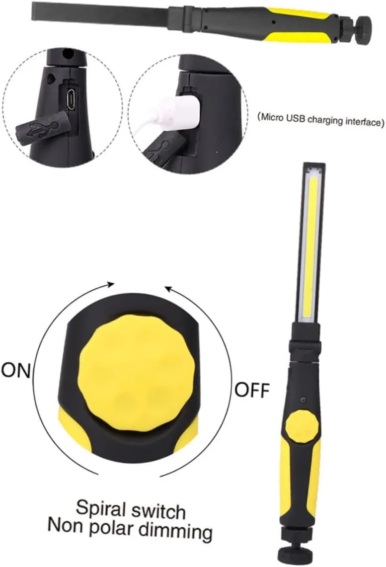 Uonlytech Cob Work Light Cob Pen Light Rechargeable Torch Abs Housing Rotatable for 180 Degree Half 360 Degree Full Coverage