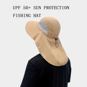 UPF 50  Fishing Hat for Mens Women Wide Brim Sun Hat with Detachable Face Cover & Neck Flap