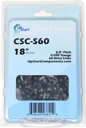 UpStart Components 5-Pack 18-Inch S60 Semi-Chisel Chainsaw Chain for McCulloch, Mastercraft (18 inch, 3/8" Pitch, 0.050" Gauge, 60 Drive Links)