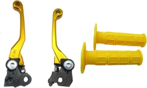 USonline911 Gold CNC Motorcross Dirt Bike Pivot Brake Clutch Levers Set for 1980 Bultaco Streaker 125 w/ 7/8" 22mm Rubber Hand Grips