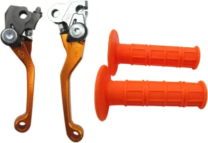 USonline911 Orange CNC Motorcross Dirt Bike Pivot Brake Clutch Levers Set for 1980 Bultaco Astro 250 w/ 7/8" 22mm Rubber Hand Grips