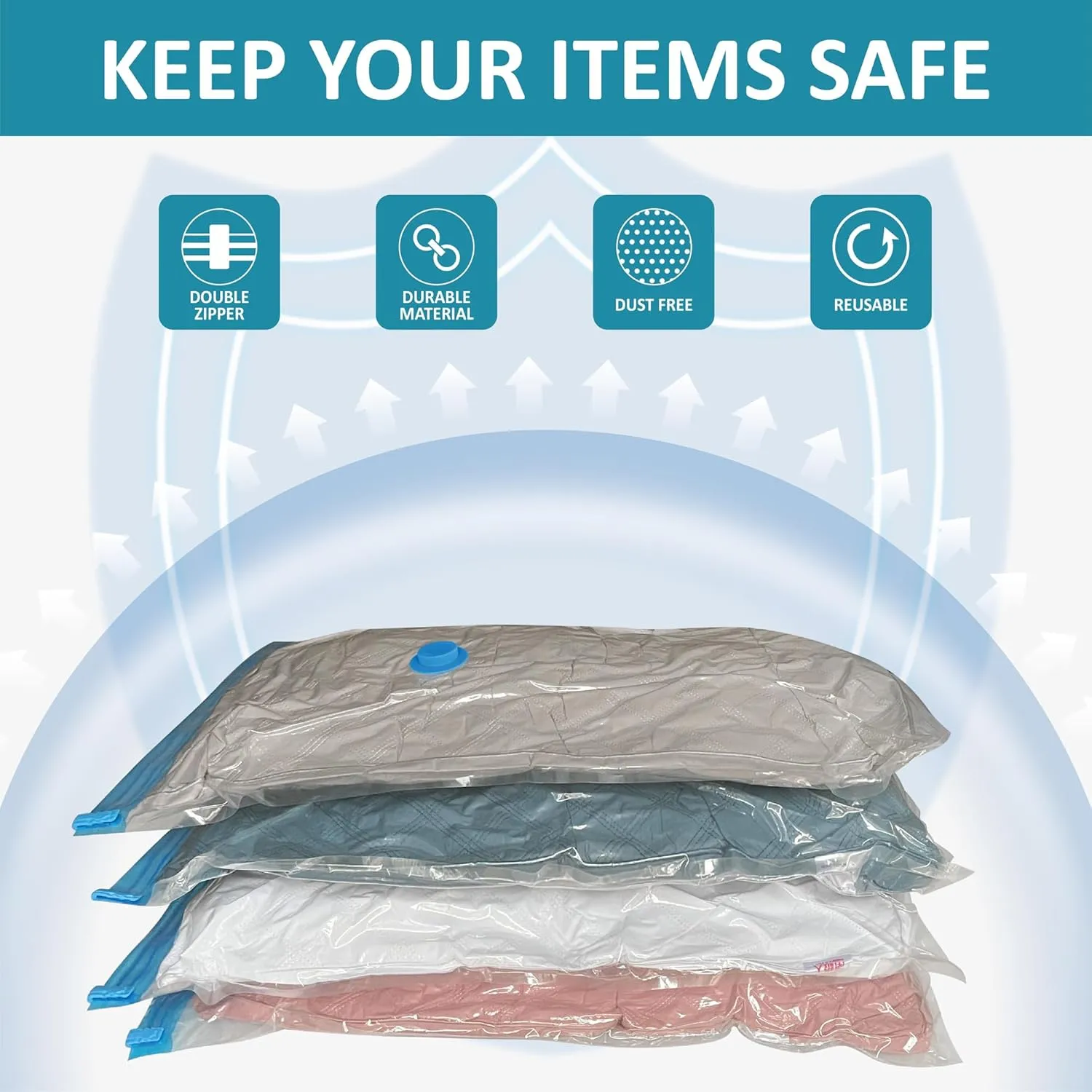 Vacuum Storage Bags with Electric Pump, 26 Pack (4 Jumbo/4 Large/9 Medium/9 Small), Space Saver Bags with Pump, Storage Vacuum Sealed Bags for Clothes, Comforters, Blankets, Bedding