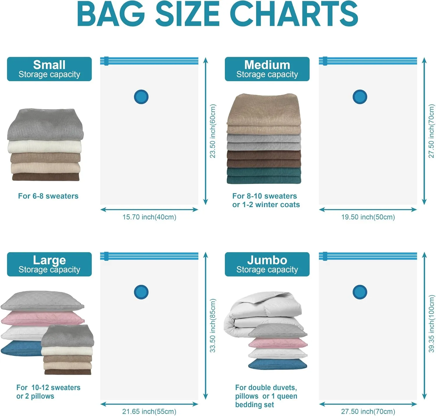 Vacuum Storage Bags with Electric Pump, 26 Pack (4 Jumbo/4 Large/9 Medium/9 Small), Space Saver Bags with Pump, Storage Vacuum Sealed Bags for Clothes, Comforters, Blankets, Bedding