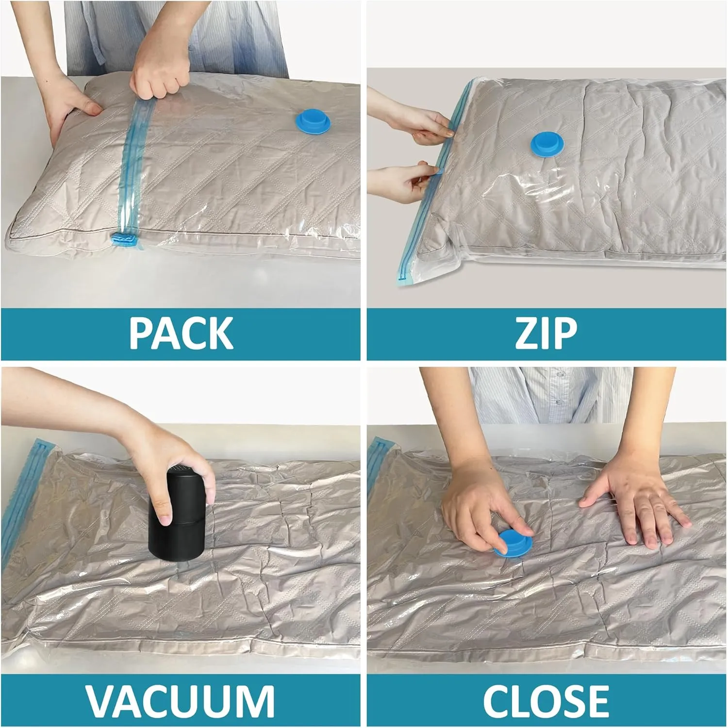 Vacuum Storage Bags with Electric Pump, 26 Pack (4 Jumbo/4 Large/9 Medium/9 Small), Space Saver Bags with Pump, Storage Vacuum Sealed Bags for Clothes, Comforters, Blankets, Bedding