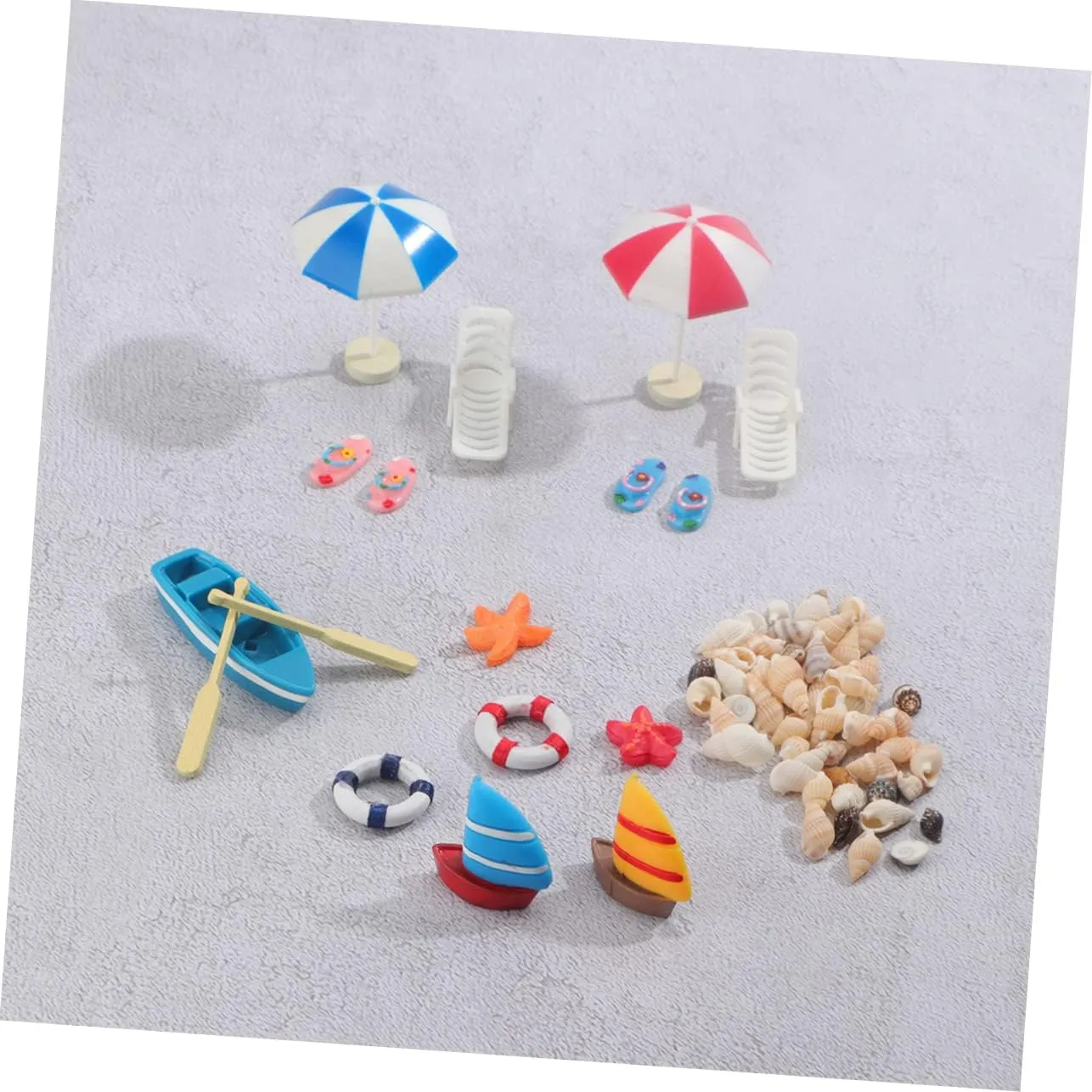 Vaguelly 1 Set 13pcs Miniature Beach Adornments Resin Slippers for Sandbox Mini House Decoration Miniature Craft Enthusiasts