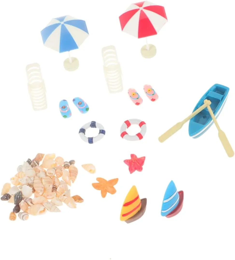 Vaguelly 1 Set 13pcs Miniature Beach Adornments Resin Slippers for Sandbox Mini House Decoration Miniature Craft Enthusiasts