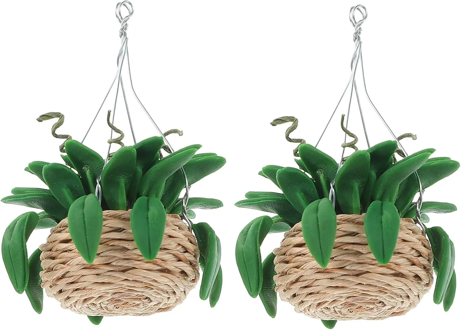 Vaguelly 2pcs Miniature Potted Plant Scale Dollhouse Accessories Lifelike Greenery for Fairy Garden and Home Decor Artificial Hanging Plant Pot Models