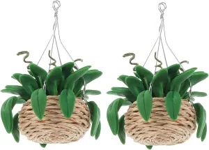 Vaguelly 2pcs Miniature Potted Plant Scale Dollhouse Accessories Lifelike Greenery for Fairy Garden and Home Decor Artificial Hanging Plant Pot Models