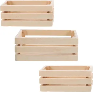 Vaguelly 3pcs Doll House Storage Basket Hamper Models Wooden Dollhouse Furniture Miniature Milk Crate Small Baskets Crates Miniatures Accessories Tiny Basket Mini Crates