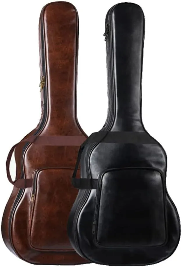 Vaguelly Guitar Case,40/ 41Inches Water Resistent Guitar Gig Bag with Double Shoulder Straps,PU Leather Guitat Storage Bag, Brown Acoustic Folk Guitar Bag