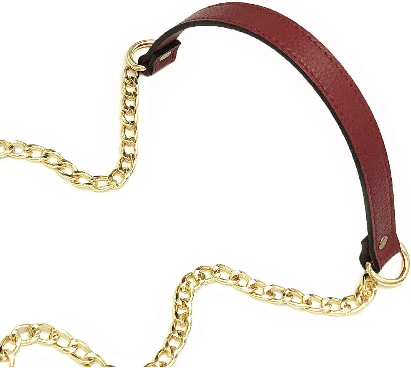 VanEnjoy 18MM Replacement Chain & Genuine Leather Shoulder Crossbody Straps for Handbags Purse Bags (Wine Red)