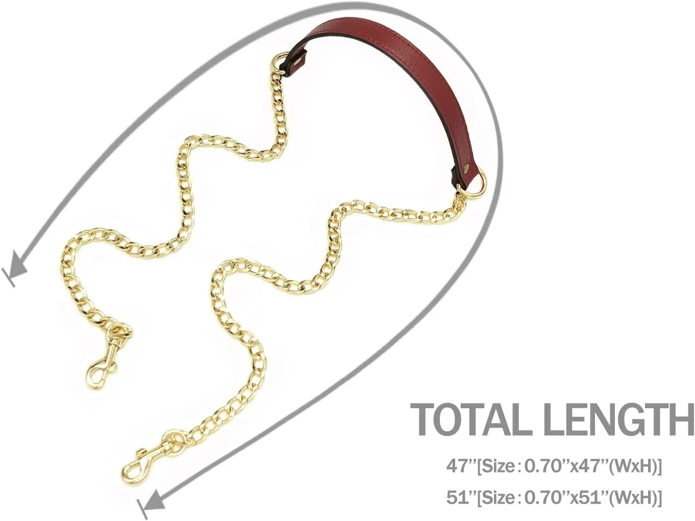 VanEnjoy 18MM Replacement Chain & Genuine Leather Shoulder Crossbody Straps for Handbags Purse Bags (Wine Red)