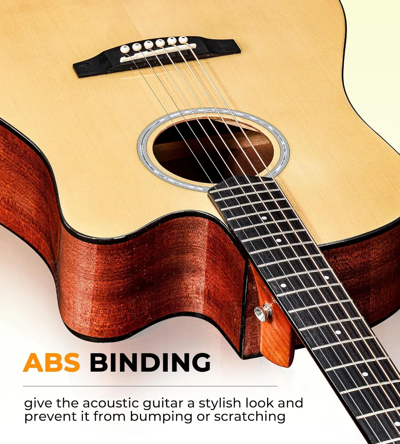 Vangoa Acoustic Guitar Kit for Beginner Adult Teen Full Size Cutaway Acustica Guitarra Starter 41 Inch Guitar Natural Bundle Set with Bag Strap Tuner Capo Pickguard Pick, Right Hand