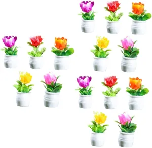 VANZACK 5sets Miniature Flowerpot Models for Dollhouse Resin Garden Decor Bonsai Ornaments Fairy Garden Miniatures Dollhouse Adornments 5pcs*5
