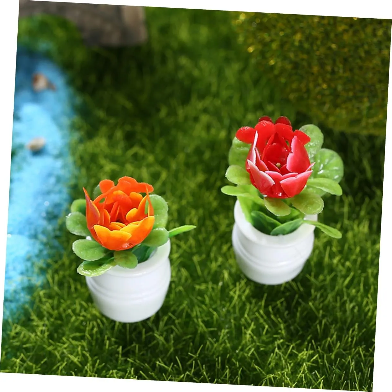 VANZACK 5sets Miniature Flowerpot Models for Dollhouse Resin Garden Decor Bonsai Ornaments Fairy Garden Miniatures Dollhouse Adornments 5pcs*5