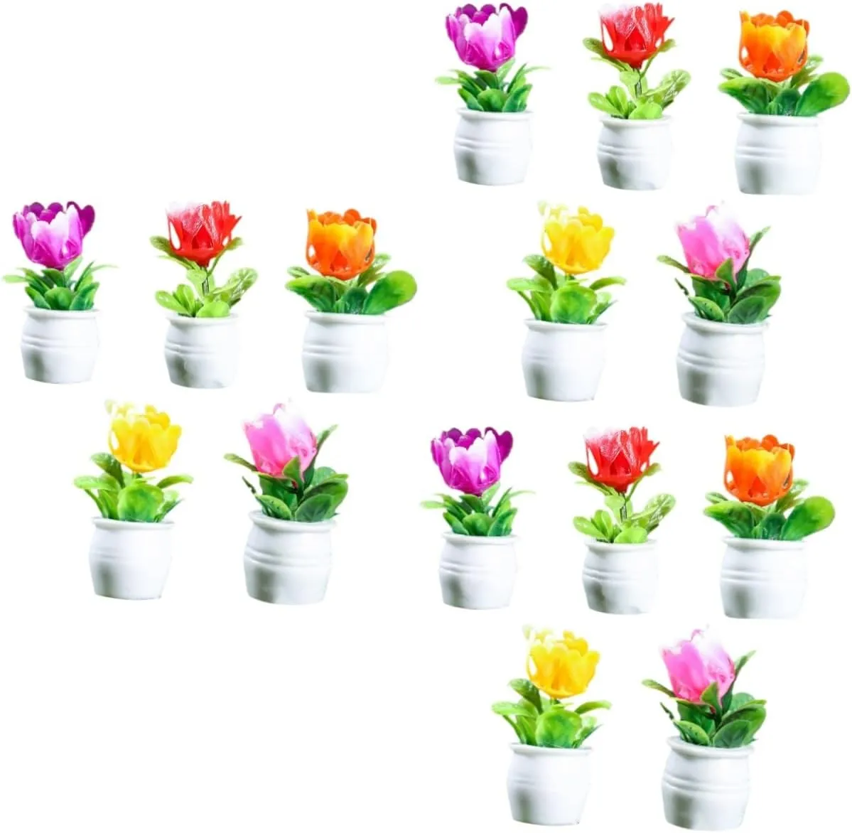 VANZACK 5sets Miniature Flowerpot Models for Dollhouse Resin Garden Decor Bonsai Ornaments Fairy Garden Miniatures Dollhouse Adornments 5pcs*5