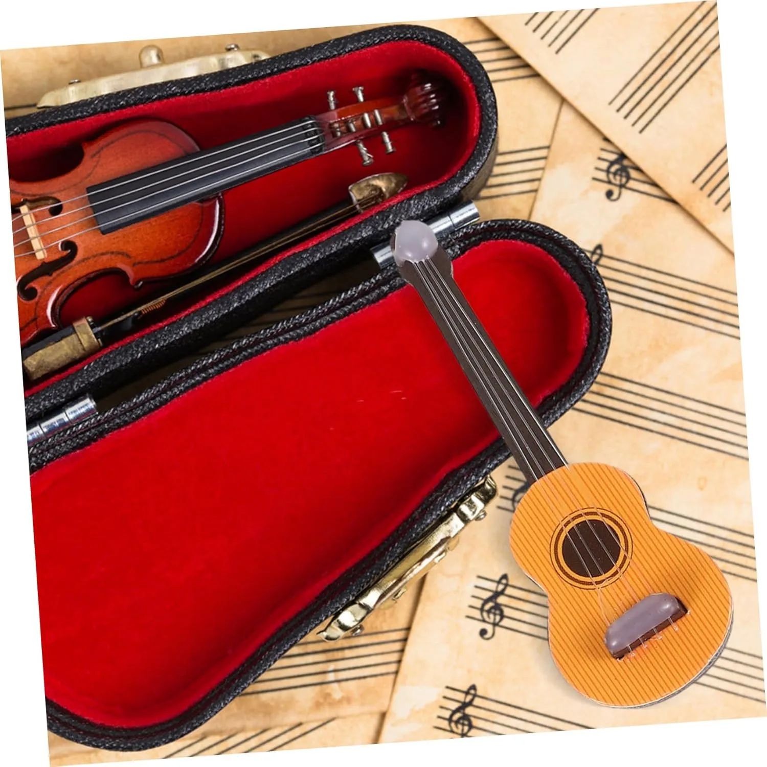 VANZACK Mini Musical Instrument Model Dollhouse Accessories Realistic Mini Toy Wear-Resistant Decor for Miniature Houses