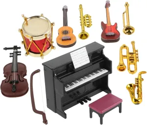 VANZACK Mini Musical Instrument Model Dollhouse Accessories Realistic Mini Toy Wear-Resistant Decor for Miniature Houses