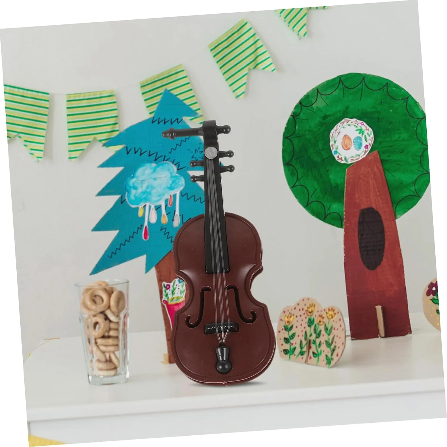 VANZACK Mini Musical Instrument Model Dollhouse Accessories Realistic Mini Toy Wear-Resistant Decor for Miniature Houses