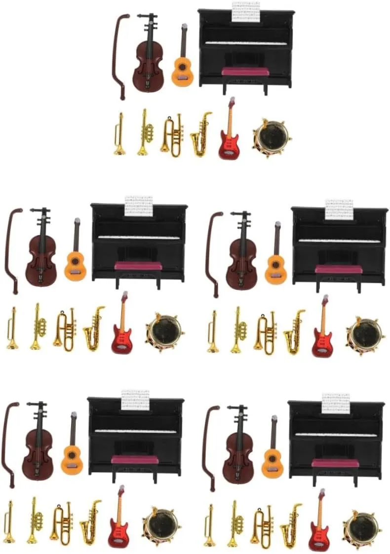 VANZACK Mini Musical Instrument Model Dollhouse Accessories Realistic Mini Toy Wear-Resistant Decor for Miniature Houses
