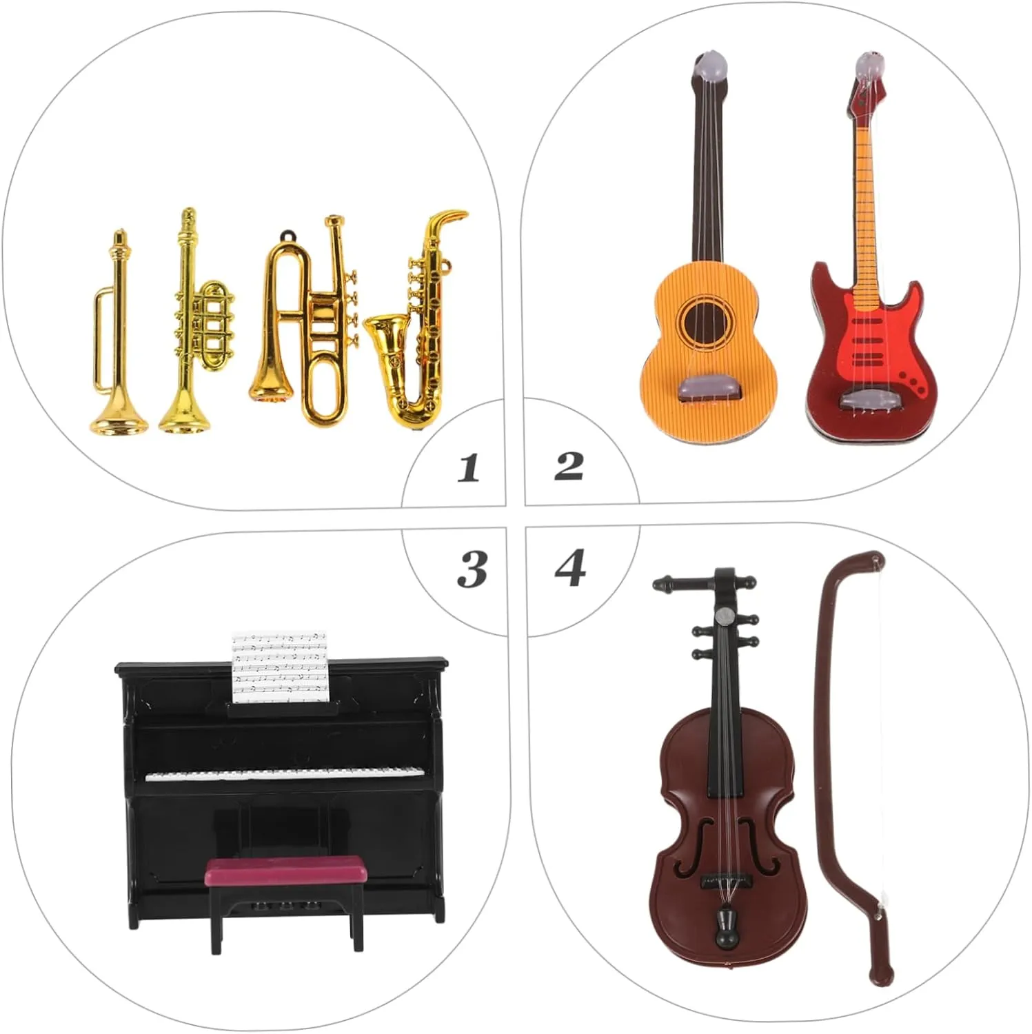 VANZACK Mini Musical Instrument Model Dollhouse Accessories Realistic Mini Toy Wear-Resistant Decor for Miniature Houses