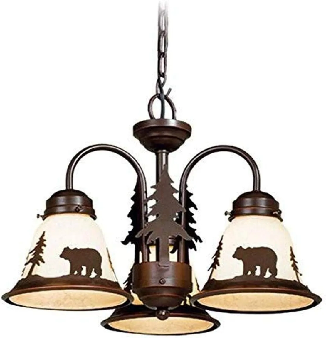 VAXCEL Bozeman 3L LED Bronze Rustic Bear Mini Chandelier or Fan Light Kit